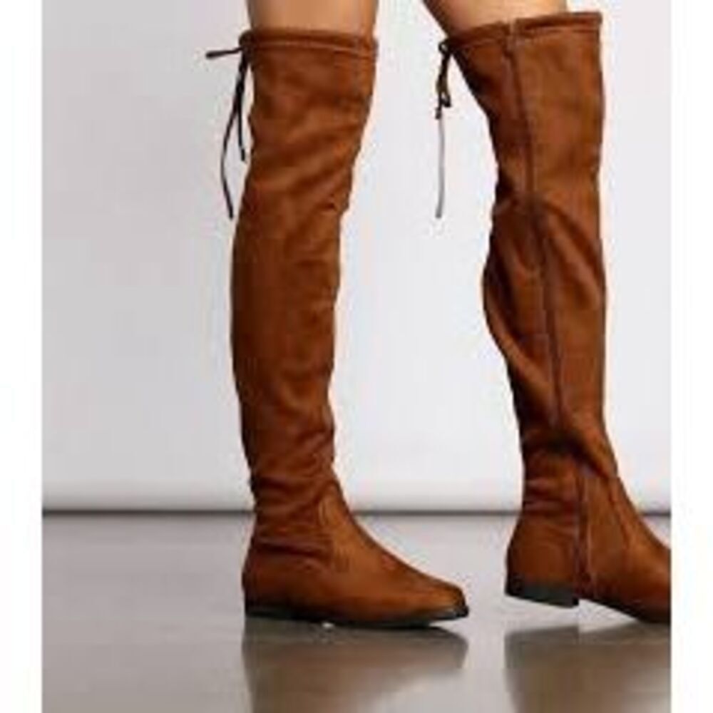 A New Day Sidney Knee High Boots Brown Faux Leather Boho Cottagecore Size 10 NEW